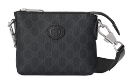 Gucci Сумка-мессенджер из холста с кожей, через плечо, мужская, черная 723306-92thn-1000