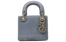 Сумка Lady Christian Dior из крокодиловой кожи Christian Dior, сумка через плечо, мини-сумка женская, светло-голубая m505soayc-m49e