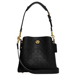 Coach Сумка-ведро из зернистой кожи Willow, сумка через плечо, сумка среднего размера, женская, черная cd785-b4bk