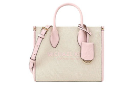 Michael Kors Холщовая сумка-тоут, сумка для покупок, холщовая сумка, сумка через плечо, маленькая женская, бежево-розовая 35s2g7zc5c-powder-blush