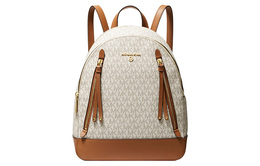 Michael Kors Женский рюкзак MK Brooklyn Canvas с кожаной отделкой, средний, цвета слоновой кости и коричневого 30h1gbnb2b-149