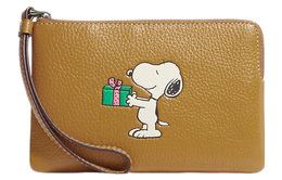 Сумка-клатч из кожи на запястье, коллекция PEANUTS, женская льняная сумка-клатч маленького размера Coach cf215-qbrqd