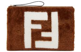 Fendi Клатч из овчины и телячьей кожи, большого размера, женский, коричневый 8n0178-almj-f1hzh