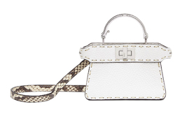 Fendi Сумка Peekaboo из телячьей кожи с длинной питоновой кожей, через плечо, мини-сумка женская, белая 7as106-am2x-f1jd9