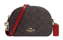 Coach Сумка Serena Signature из холста с покрытием и гладкой кожи, через плечо, женская, бежевого цвета 2628-imrvq