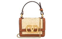 Valentino Сумка GARAVANI из рафии с кожаной отделкой, сумка на плечо, мини-сумка для женщин, коричневая/бежевая vw0p0u98nir-a15