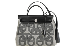 Hermes Сумка Herbag Zip H Plume Canvas, сумка на плечо, холщовая сумка, женская сумка через плечо, черная/светло-бежевая h084264ckad