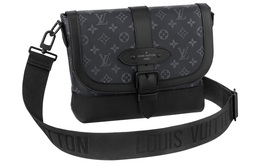 Louis Vuitton Сумка-мессенджер Saumur из холста с кожаной отделкой, сумка через плечо, обычная мужская, черная m45911