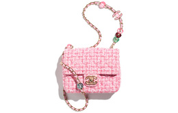 Chanel Сумка-клапан из мягкой шерстяной ткани, через плечо, мини, женская, розовая as3782-b10329- nm469