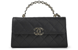 Chanel Сумка-клапан из коровьей кожи с тиснением под зерно, сумка через плечо, женская, черная ар3238-b10307-94305