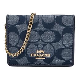 Coach Мини-сумка-клатч из шамбре с гладкой кожей, через плечо, джинсовая ткань, цвет синий c8667-imdei
