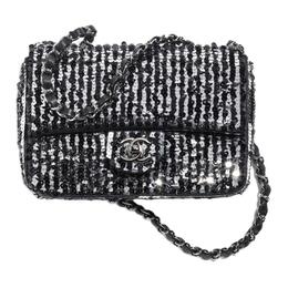 Chanel Сумка-конверт с пайетками, сумка через плечо, женская, черно-серебристая as3820-b10496-nn109