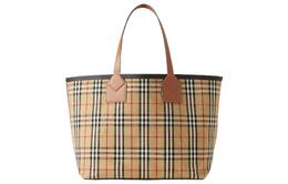 Burberry Сумка-шоппер из хлопка с телячьей кожей, сумка-шоппер, сумка через плечо, женская сумка большого размера, цвета хаки 80661621