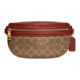 Coach Женская сумка-пояс Trumpets из парусины с покрытием и телячьей кожей на одно плечо, бежевого цвета ci184-b4nq4