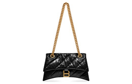 Balenciaga Женская стеганая сумка-мессенджер Crush Small Chain Bag черного цвета 716351210j11000