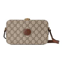 Gucci Сумка через плечо из холста, женская, мини-сумка бежево-черного цвета 723129-92tcg-8563