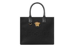 Versace Сумка-шоппер FANSIZHE La Medusa из хлопка с телячьей кожей, сумка-шоппер, сумка через плечо, женская, черная 1005861-1a03095-1b00v