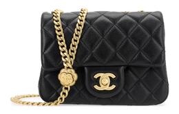 Chanel Мини-сумка из овчины с квадратным клапаном, сумка на цепочке, сумка через плечо, женская, черная as4040-b10716-94305