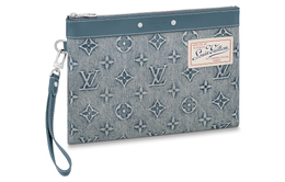 Louis Vuitton Сумка-клатч из коровьей кожи в стиле пэчворк, мужская, джинсовая, синяя m82313