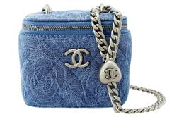Chanel Сумка-коробка из джинсовой ткани 23P SS, квадратная сумка-коробка через плечо, женская, синяя, Trumpets ap3203-b10434-nm715