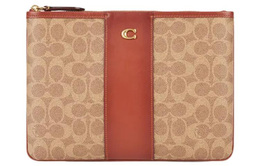 Coach Сумка-клатч из ПВХ, женская, цвета хаки, коричневого и красного cj873-b4nq4