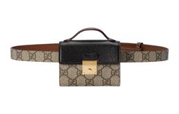 Gucci Женская поясная сумка-сумка с замком и кожей, обычная, коричневая/черная 746002-96gag-9785