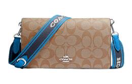 Coach Сумка-конверт Anna Canvas с кожей, женская, коричнево-синяя cj649-svvs2