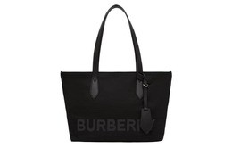 Burberry Сумка-шоппер с отделкой из телячьей кожи, сумка-шоппер, сумка через плечо, женская сумка Trumpets, чисто-черная 80528571