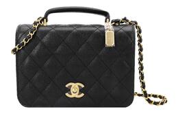 Chanel Сумка на плечо из коровьей кожи Litchi Grain, черная, женская as4286-b13697-94305