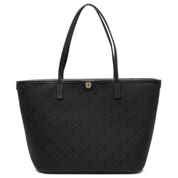 Tory Burch Сумка-шоппер из коровьей кожи с монограммой, среднего размера, женская, черного цвета 152302-001黑色