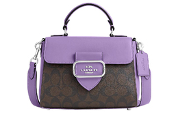 Coach Сумка-тоут из холста Morgan с кожаной сумкой, через плечо, через плечо, женская сумка-труба с фиолетовой и кофейной монограммой cj614-svw1p