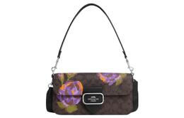 Coach Сумка-конверт Morgan Signature из холщовой ткани с покрытием и гладкой кожей, женская, темно-коричневого цвета cl459-svw1q