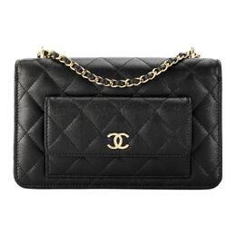 Chanel Сумка через плечо из зернистой яркой телячьей кожи, женская, черная ap3464-b13649-94305