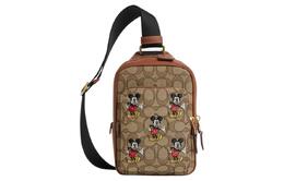 Coach Сумка через плечо из коровьей кожи с текстилем, коллаборация X Disney, среднего размера, мужская, цвета хаки cm721-b4km