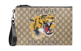 Gucci Мужской клатч из холста с кожаной вставкой, цвет эбеновое дерево/черный 473904-9cc1n-8666