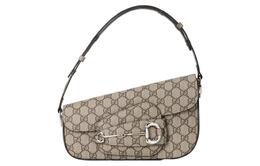 Gucci Сумка-мессенджер Horsebit 1955 года из холста с кожаной отделкой, женская, бежево-черного цвета 764155-kgd0n-9742