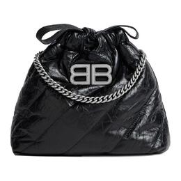 Balenciaga Сумка для мусора CRUSH из коровьей кожи, сумка на плечо, женская, черная 781796210j01000