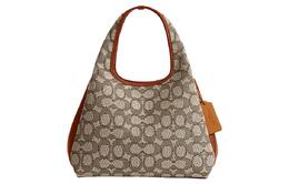 Сумка Lana Jacquard с кожаной сумкой через плечо, среднего размера, женская, цвета умбры Coach cm550-b4ta7