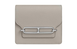 Hermes Сумка-кошелек Roulis Evercolor из телячьей кожи с носом свиньи, держатель карт, поясная сумка, кошелек для монет, женский, 8 л, Beton Glacier White h082053ck8l