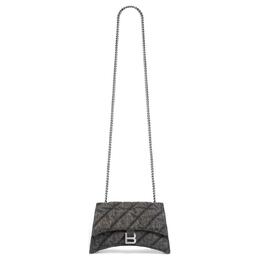 Balenciaga Сумка-мессенджер CRUSH из моющегося денима, женская, через плечо, черная 7360162aak11000