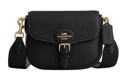 Coach Сумка-седло из коровьей кожи, сумка через плечо, маленькая, женская, черная cp001-imblk