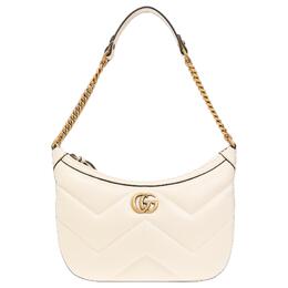 Gucci Сумка GG Marmont Quilting V-образной формы из кожи, через плечо, женская, белая 777263-aac74-9206