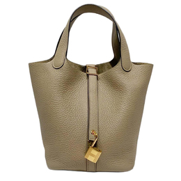 Hermes Picotin Taurillon Clemence Кожаная сумка-корзина Сумка-ведро Женская 8Q BEIGE MARFA Бежевый h056289cc8q