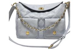 Chanel Сумка из гладкой коровьей кожи, сумка через плечо, женская сумка-туба, серо-синяя as4668-b15543-nu903