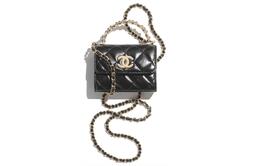 Chanel Сумка-трансформер из яркой мятой овчины с искусственным жемчугом, сумка на плечо, сумка-трубы, женская, черная ap3802-b15603-94305