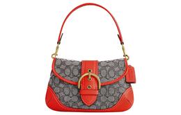 Coach Сумка Soho Jacquard Leather Crescent, большая женская сумка через плечо, оранжево-серого цвета cj814-b4b4d