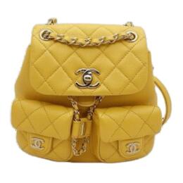 Chanel Маленький женский рюкзак Duma из гладкой телячьей кожи, желтый as3787-b13026-no201
