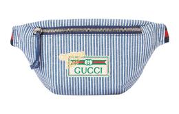 Gucci Поясная сумка из хлопчатобумажной ткани, обычная, детская, синяя/слоновая кость 502095-facam-4046
