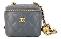 Chanel Сумка-коробка из овчины, косметичка, сумка через плечо, сумка через плечо, цвет "Trumpets", женская, темно-серый ap1447-b02916-nr653
