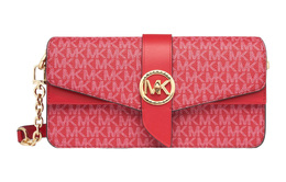 Michael Kors Сумка Greenwich из искусственной кожи с разрезом из коровьей кожи, квадратная, среднего размера, женская, красного цвета 30h1ggrl6v-602